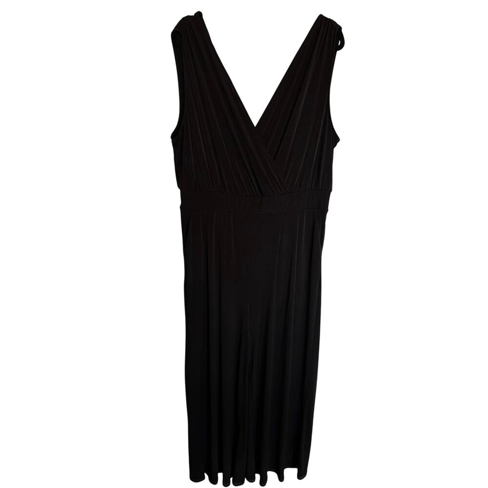 Torrid, Size 2X, Black Surplice Tie Back Wide Leg Jumpsuit, Stretch, Flowy, VGUC